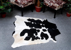 Luxurious Medium Salt & Pepper Cowhide Rug - Hypoallergenic, Non-Slip Backing, Handcrafted Natural Hide, Unique Black - White Markings, - Celestial Leather Limited