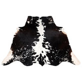 Luxurious Medium Dark Brown & White Cowhide Rug with Hypoallergenic Properties - Handcrafted Natural Animal Print Area Rug for Warmth - Celestial Leather Limited