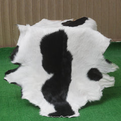 Serene Grey & White Goat Skin Rug - Natural Animal Hide Floor Decor with Suede Back - Sustainable, Eco-Friendly, and Hypoallergenic