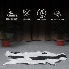 Serene Grey & White Goat Skin Rug - Natural Animal Hide Floor Decor with Suede Back - Sustainable, Eco-Friendly, and Hypoallergenic