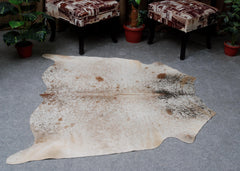 Luxurious Handcrafted Grey & White Cowhide Rug with Hypoallergenic Backing - Unique Natural Beauty for Home Decor - Celestial Leather Limited