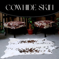 Luxurious Brown & White Cowhide Area Rug | Exotic Animal Skin Carpet for Home Decor | Hypoallergenic - Non-Slip | Large Size - Free UK - Celestial Leather Limited