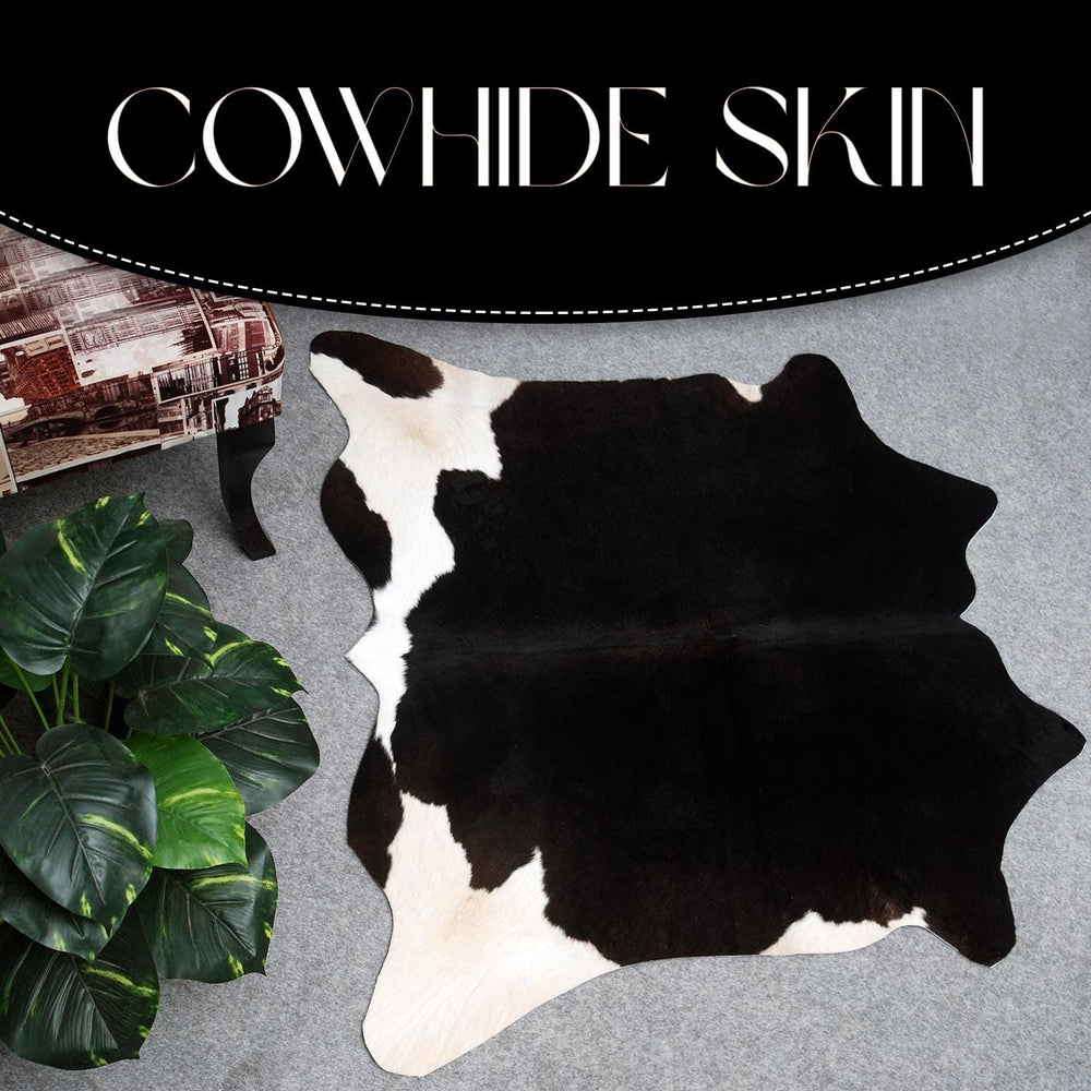 Luxurious Natural Black and White Cowhide Rug - Small Animal Print Area Rug with Hypoallergenic, Non Slip Suede Back Unique and Durable Home - Celestial Leather Limited