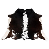 Luxurious Handcrafted Dark Brown and White Cowhide Rug with Hypoallergenic Properties & Non-Slip Suede Back - Small Animal Print Rug - Celestial Leather Limited