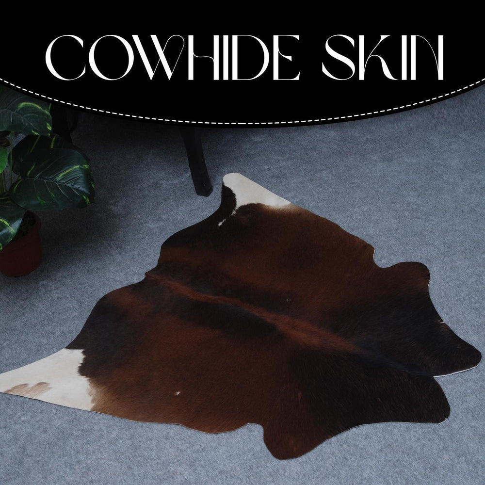 Luxurious Natural Cowhide Rug in Dark Brown and White Animal Print, Small Area Rug with Hypoallergenic, Non-Slip Back - Free Shipping - Celestial Leather Limited