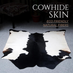 Luxurious Black and White Cowhide Rug | Large Hypoallergenic Centerpiece Decor | Unique Natural Beauty | Free Shipping in UK | Premium - Celestial Leather Limited