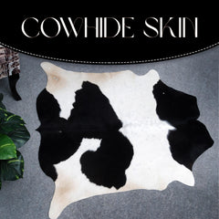 Luxurious Black & White Cowhide Rug with Non-Slip Backing - Handcrafted Natural Beauty for Modern Home Décor - Medium Size, Hypoallergenic - Celestial Leather Limited
