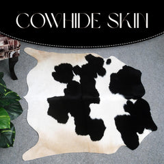 Luxurious Handcrafted Black and White Cowhide Rug - Hypoallergenic, Non-Slip Backing, Unique Markings - Durable and Versatile Home Decor - Celestial Leather Limited
