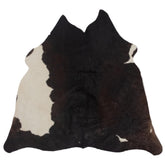 Luxurious Handcrafted Brown and White Cowhide Rug with Non-Slip Backing for Rustic Charm - Hypoallergenic and Durable Medium Size Rug,