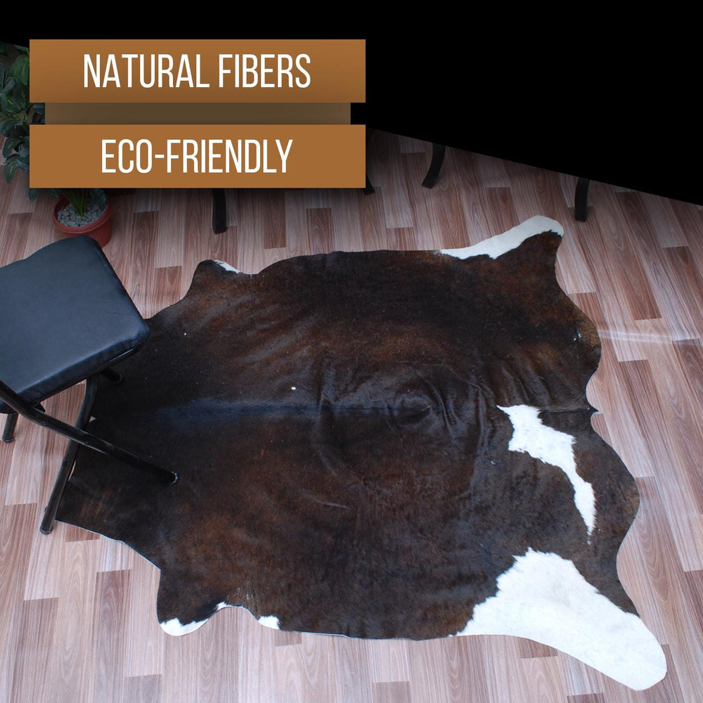 Luxuriously Handcrafted Dark Brown & White Cowhide Rug - Hypoallergenic, Durable, Unique Medium Area Rug for Rustic Charm - Celestial Leather Limited