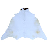 Luxurious Brown & White Cowhide Rug | Handcrafted Medium Size with Unique Animal Pattern | Hypoallergenic - Durable Hide for Rustic Charm - Celestial Leather Limited