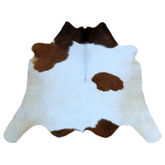 Luxury Dark Brown & White Cowhide Rug - Hypoallergenic, Non-Slip Backing, Handcrafted Natural Hide Rug for Bedroom/Living Room - Celestial Leather Limited