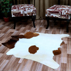 Luxury Dark Brown & White Cowhide Rug - Hypoallergenic, Non-Slip Backing, Handcrafted Natural Hide Rug for Bedroom/Living Room - Celestial Leather Limited