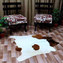 Luxury Dark Brown & White Cowhide Rug - Hypoallergenic, Non-Slip Backing, Handcrafted Natural Hide Rug for Bedroom/Living Room - Celestial Leather Limited