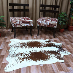 Handcrafted Luxury Medium Cowhide Rug | Classic Brown & White | Hypoallergenic, Non-Slip Backing | Unique Natural Beauty | Durable - Celestial Leather Limited