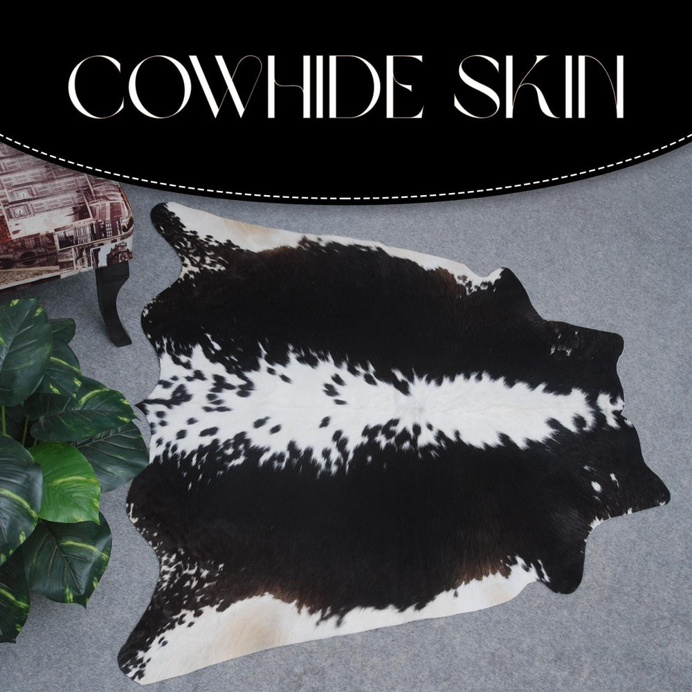 Luxurious Medium Cowhide Rug - Classic Brown & White - Handcrafted, Hypoallergenic, Durable, Unique Animal Pattern - Perfect for Living Room - Celestial Leather Limited