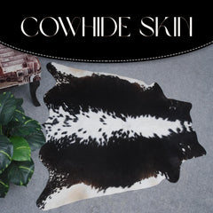 Luxurious Medium Cowhide Rug - Classic Brown & White - Handcrafted, Hypoallergenic, Durable, Unique Animal Pattern - Perfect for Living Room - Celestial Leather Limited