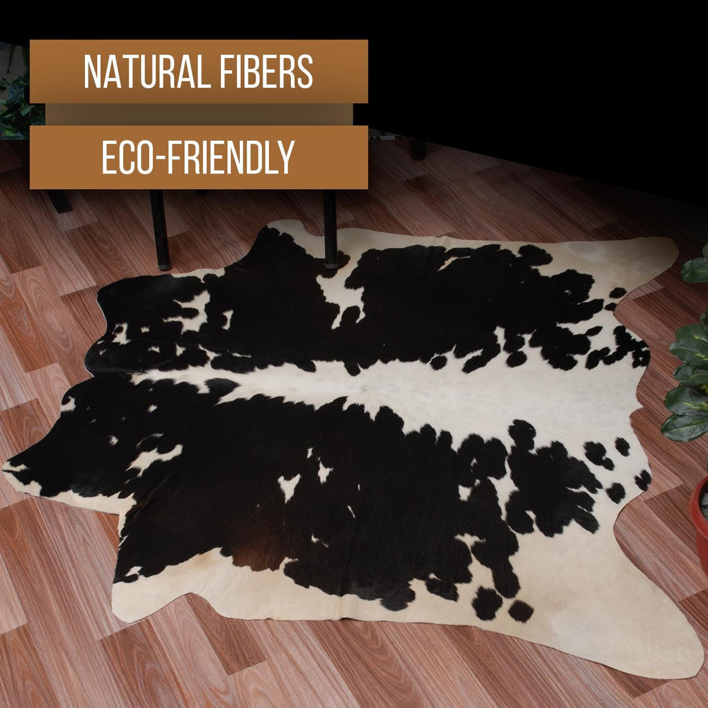 Luxurious Medium Black and White Cowhide Rug - Hypoallergenic, Handcrafted, and Durable for Modern Home Decor - Celestial Leather Limited