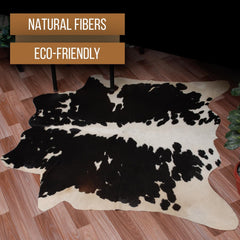Luxurious Medium Black and White Cowhide Rug - Hypoallergenic, Handcrafted, and Durable for Modern Home Decor - Celestial Leather Limited