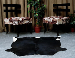 Luxurious Black and White Cowhide Rug - Hypoallergenic, Handcrafted, Unique Beauty - Medium Size for Home Decor - Celestial Leather Limited