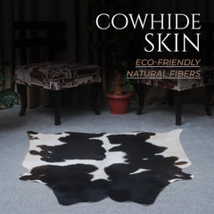 Luxurious Dark Brown & White Cowhide Rug - Hypoallergenic, Handcrafted, Unique Beauty - Durable Medium Cow Skin Rug for Modern Home Decor - Celestial Leather Limited