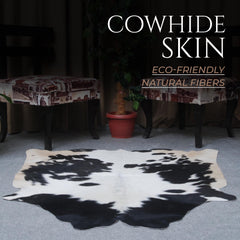 Luxurious Dark Brown & White Cowhide Rug - Medium Size for Modern Home Decor - Celestial Leather Limited