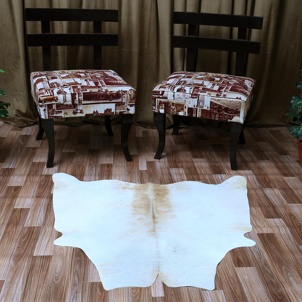 Luxurious Medium Brown and White Cowhide Rug - Hypoallergenic, Non-Slip Backing, Handcrafted, Unique Markings - Perfect for Bedroom/Living - Celestial Leather Limited