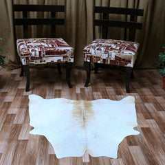 Luxurious Medium Brown and White Cowhide Rug - Hypoallergenic, Non-Slip Backing, Handcrafted, Unique Markings - Perfect for Bedroom/Living - Celestial Leather Limited