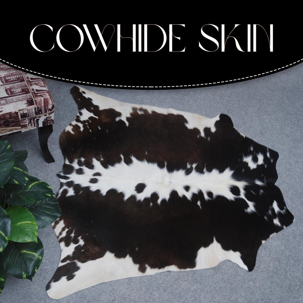 Luxurious Medium Brown & White Cowhide Rug | Hypoallergenic Backing | Handcrafted Natural Hide | Unique Animal Pattern rug | Durable - - Celestial Leather Limited