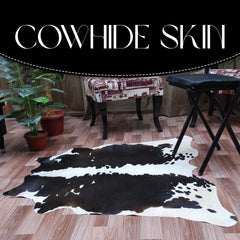 Luxurious Natural Dark Brown & White Cowhide Rug Small Area Animal Print Non Slippery Suede Back Non Shedding Hypoallergenic - Celestial Leather Limited
