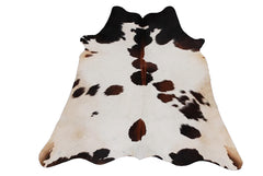 Luxurious Small Brown and White Cowhide Rug - Handcrafted, Soft Hair, Hypoallergenic, Non-Shedding, Non-Slippery Suede Back - Free Shipping! - Celestial Leather Limited