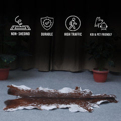Luxury Brown & White Goat Skin Rug - Premium Hair-On Hide Rug with Unique Patterns, Non-Slip Suede Back, Sustainable - Eco-Friendly
