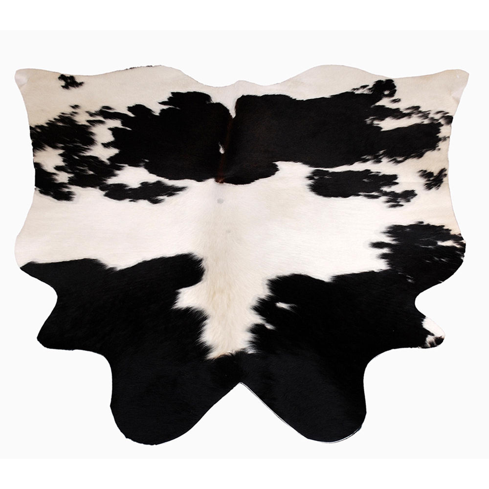 Luxurious Black and White Cowhide Rug with Hypoallergenic, Non-Slip Suede Back - Large Size - Free Shipping - Top Quality - Celestial Leather Limited