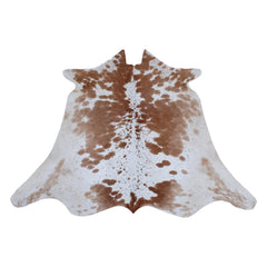 Luxurious Large Brown & White Cowhide Rug - Hypoallergenic with Non-Slip Backing for Sophisticated Home Decor - Celestial Leather Limited