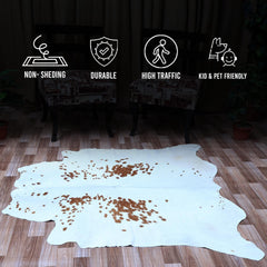 Luxurious Brown & White Cowhide Rug for Bedroom - Living Room - Hypoallergenic, Non-Slip, Non-Shedding, Top Quality, Free Shipping - Celestial Leather Limited