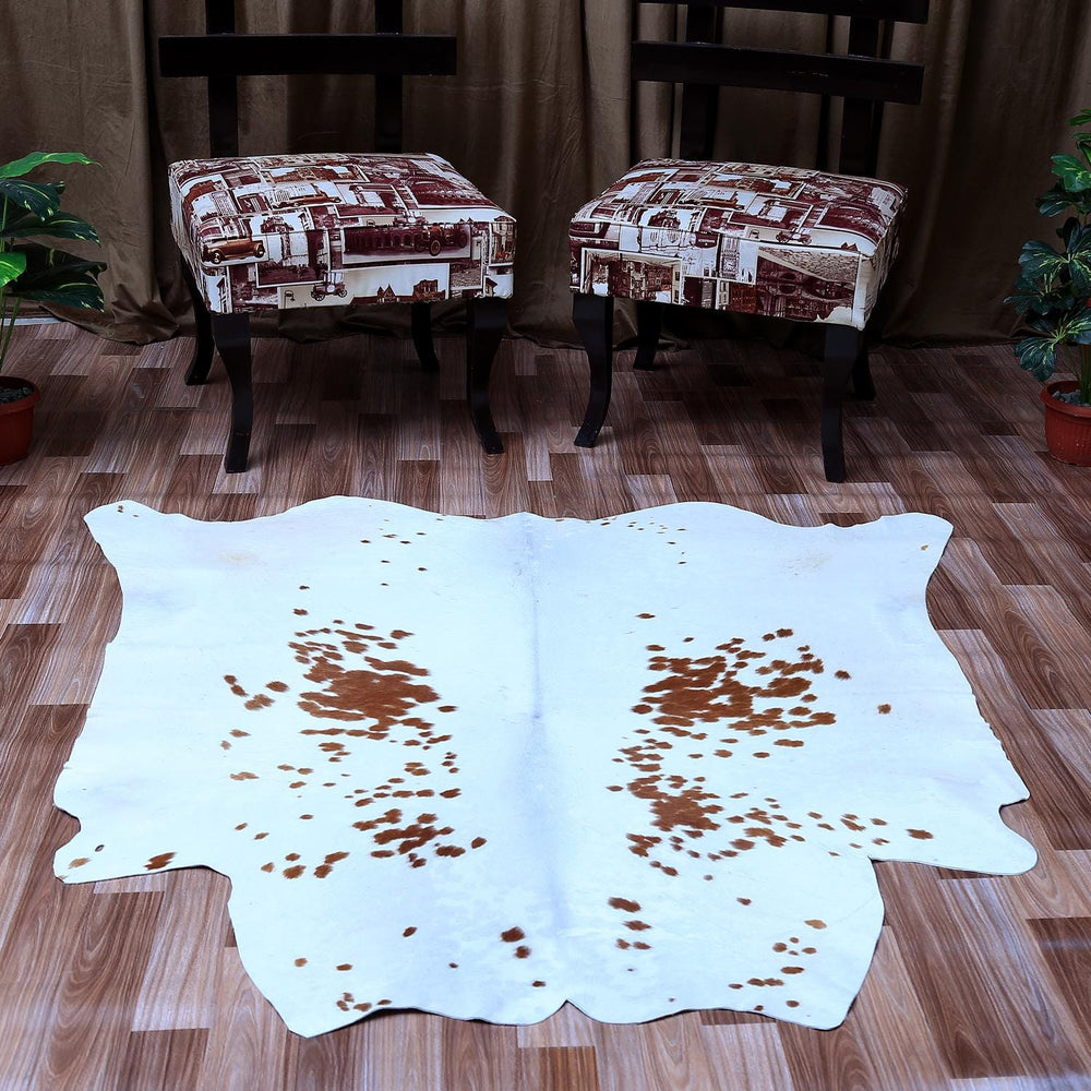 Luxurious Brown & White Cowhide Rug for Bedroom - Living Room - Hypoallergenic, Non-Slip, Non-Shedding, Top Quality, Free Shipping - Celestial Leather Limited