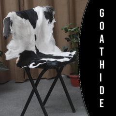 Luxurious Genuine Black & White Goat Skin Rug | Modern Home Decor | Hypoallergenic - Non-Shedding | Sustainable - Eco-Friendly