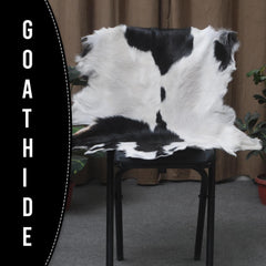 Luxurious Genuine Black & White Goat Skin Rug | Modern Home Decor | Hypoallergenic - Non-Shedding | Sustainable - Eco-Friendly