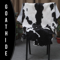 Luxury Black & White Natural Goatskin Rug - Modern Sophistication for Home Decor - Celestial Leather Limited