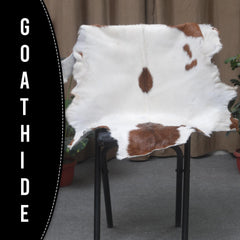 Luxurious Brown and White Goatskin Rug for Modern Home Décor - Hypoallergenic, Non-Shedding, Sustainable, Unique Hair-on Leather Rug - Celestial Leather Limited