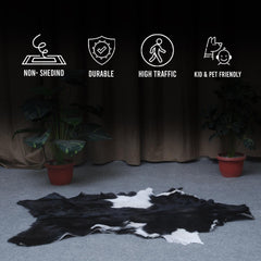 Luxury Black & White Goat Skin Rug - Soft, Durable, and Eco-Friendly Rug with Non-Slip Backing for Home Décor - Celestial Leather Limited
