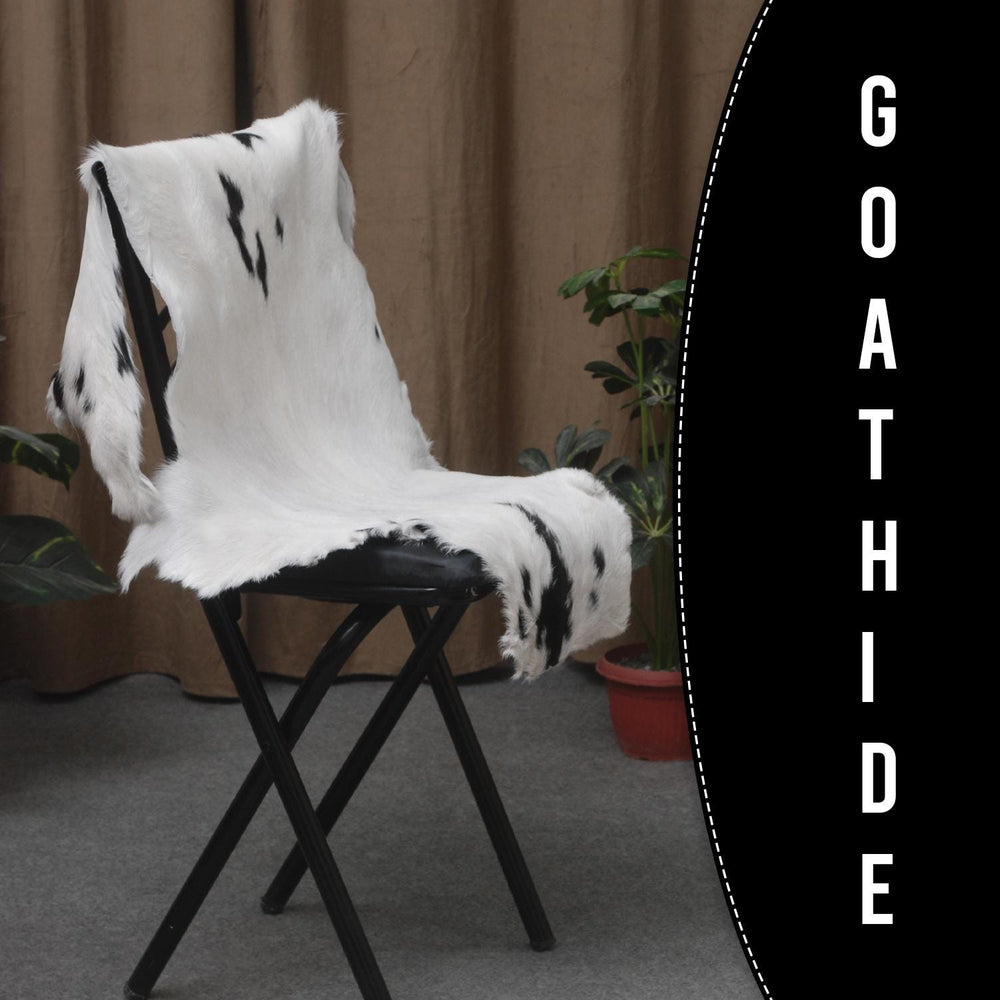 Luxurious Natural Brown & White Goat Skin Rug - Modern Sophistication for Home Decor - Celestial Leather Limited