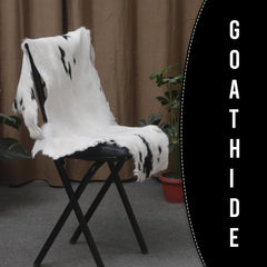 Luxurious Natural Brown & White Goat Skin Rug - Modern Sophistication for Home Decor - Celestial Leather Limited