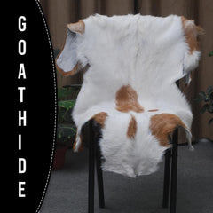 Luxurious Handpicked Brown & White Goat Skin Rug - Hypoallergenic - Non-Shedding - Sustainable - Eco-Friendly - Premium Hair-On Goatskin Rug - Celestial Leather Limited