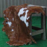 Luxury Brown & White Goat Skin Rug with Unique Patterns - Eco-Friendly - Hypoallergenic for Living Room or Bedroom Décor - Celestial Leather Limited