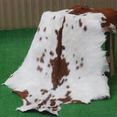 Luxury Brown & White Goat Skin Rug - Handmade Pure Goat Skin Floor Rug with Unique Colour Variations & Hypoallergenic Qualities - Celestial Leather Limited