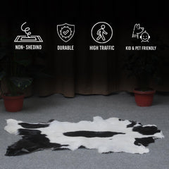 Luxury Black & White Goat Skin Rug - Modern Chic Decor, Natural Softness, Hypoallergenic, Eco-Friendly, Unique Pattern, Non-Slip Backing - Celestial Leather Limited