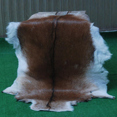 Luxurious Dark Brown & White Goat Skin Rug - Handmade Eco-Friendly Natural Goat Skin Floor Rug with Unique Colour Variations & Soft Texture