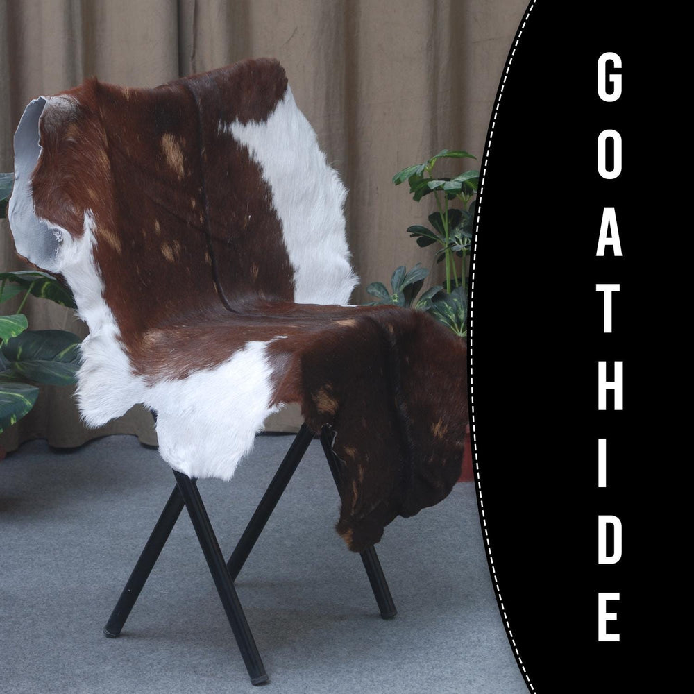 Luxurious Dark Brown & White Goat Skin Rug - Handmade Pure Goat Skin Floor Rugs for Stunning Natural Beauty & Eco-Friendly Charm - Celestial Leather Limited
