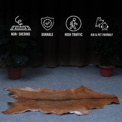 Premium Brown & White Goat Hide Rug - Luxury Hair-on Goatskin Rug, Sustainable - Eco-Friendly, Unique Patterns, Non-Slip Suede Back - Celestial Leather Limited